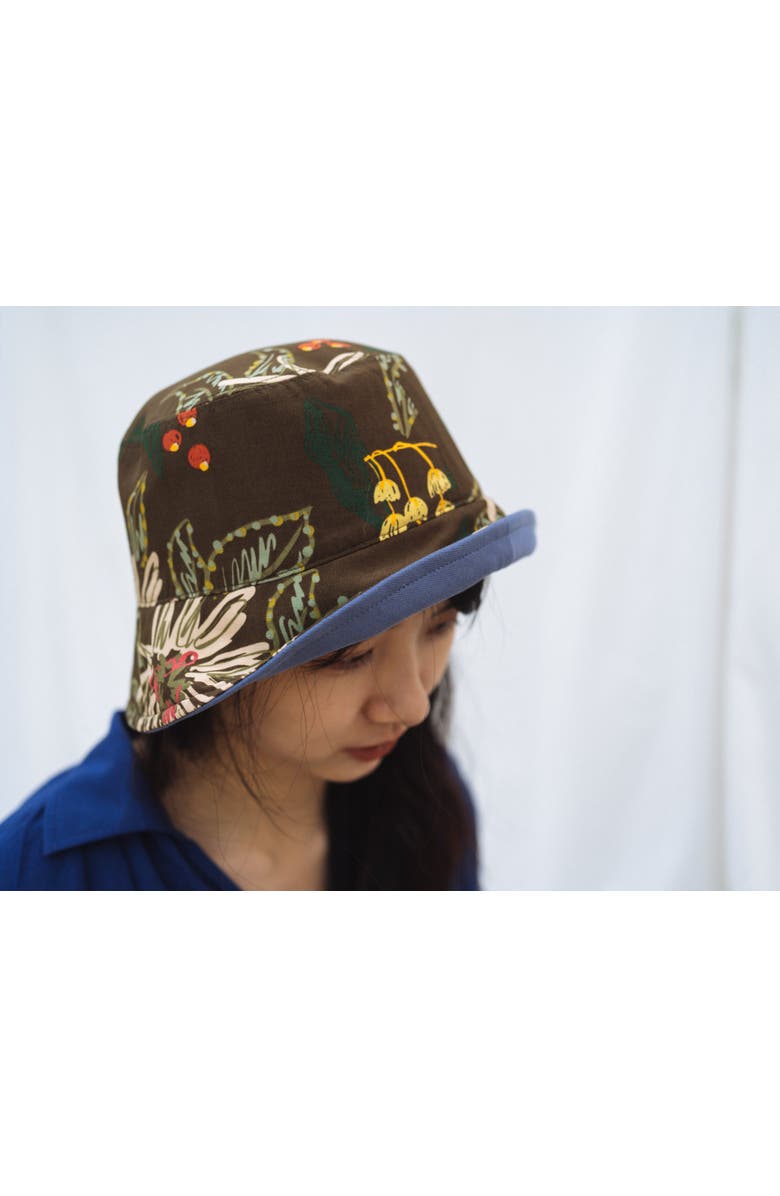 Lost Pattern "Forest" Cotton Reversible Bucket Hat, Alternate, color, Blue