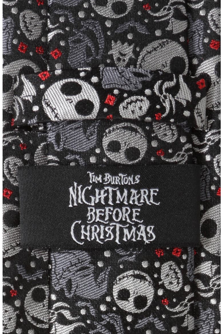 Nightmare Before Christmas Black Silk Tie, Alternate, color, MULTI