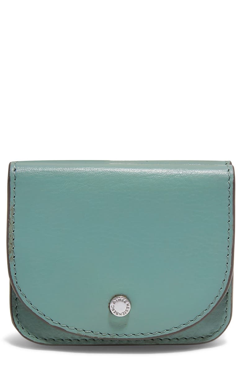 AIMEE Pucker Up Leather Card Case, Main, color, Moss Green