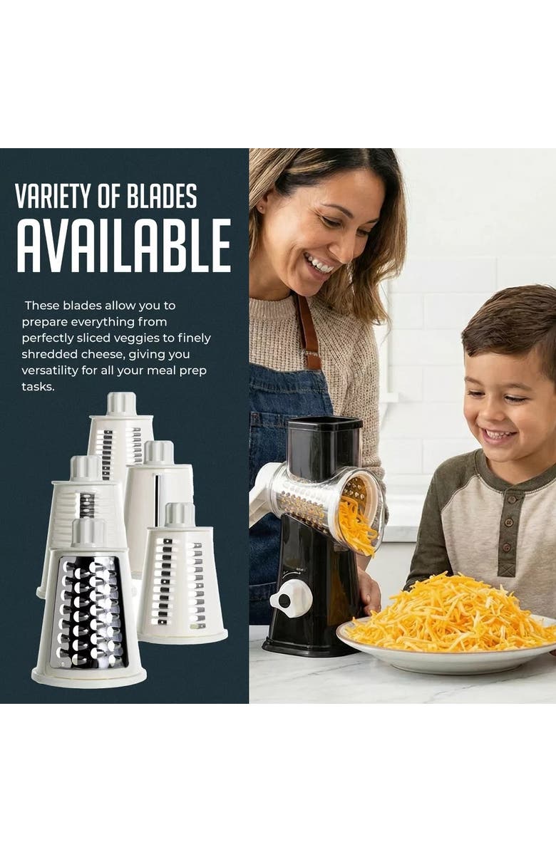 Luminuxe Rotary Cheese Grater Manual Shredder with Suction Base, Alternate, color, Black