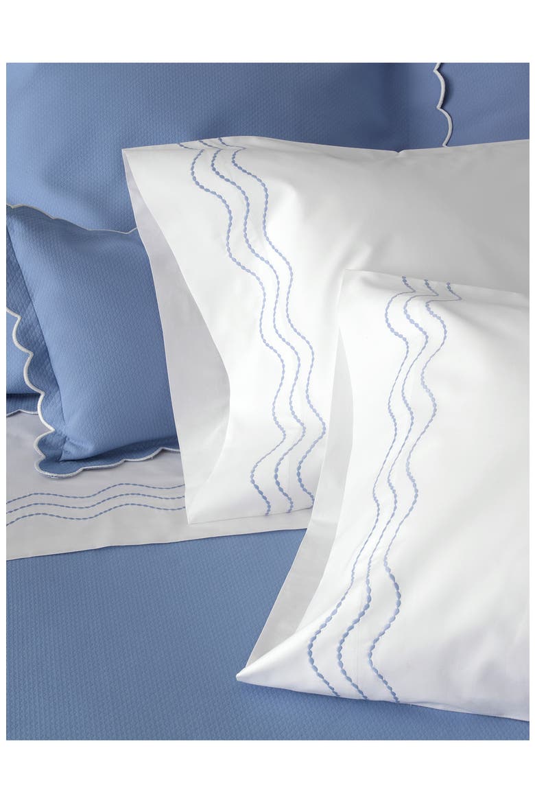 Serena Embroidered Percale Sheet Set, Alternate, color, AZURE