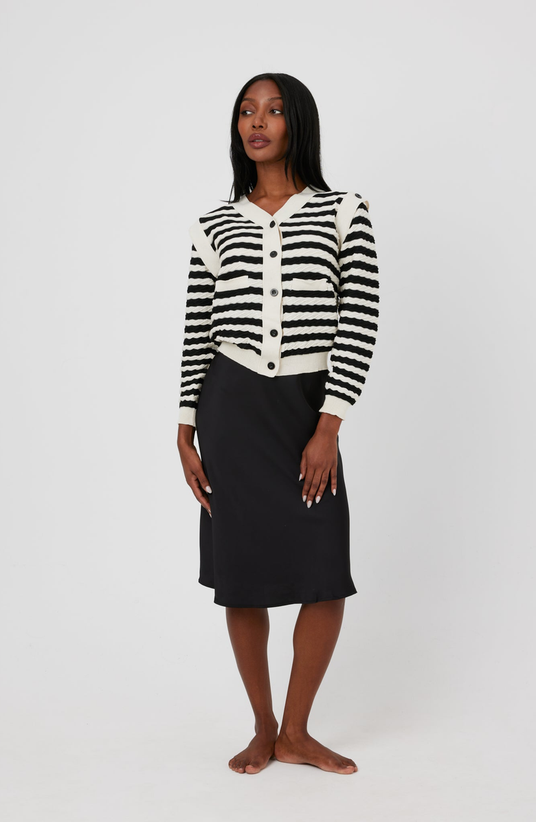 By Tess Collection Evie Cardigan, Main, color, Black / White Striped