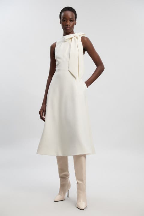 Bow Neck Midi Dress