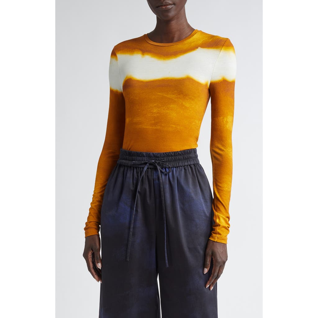 Jason Wu Collection Painted Stripe Long Sleeve Jersey Top In Animal Print