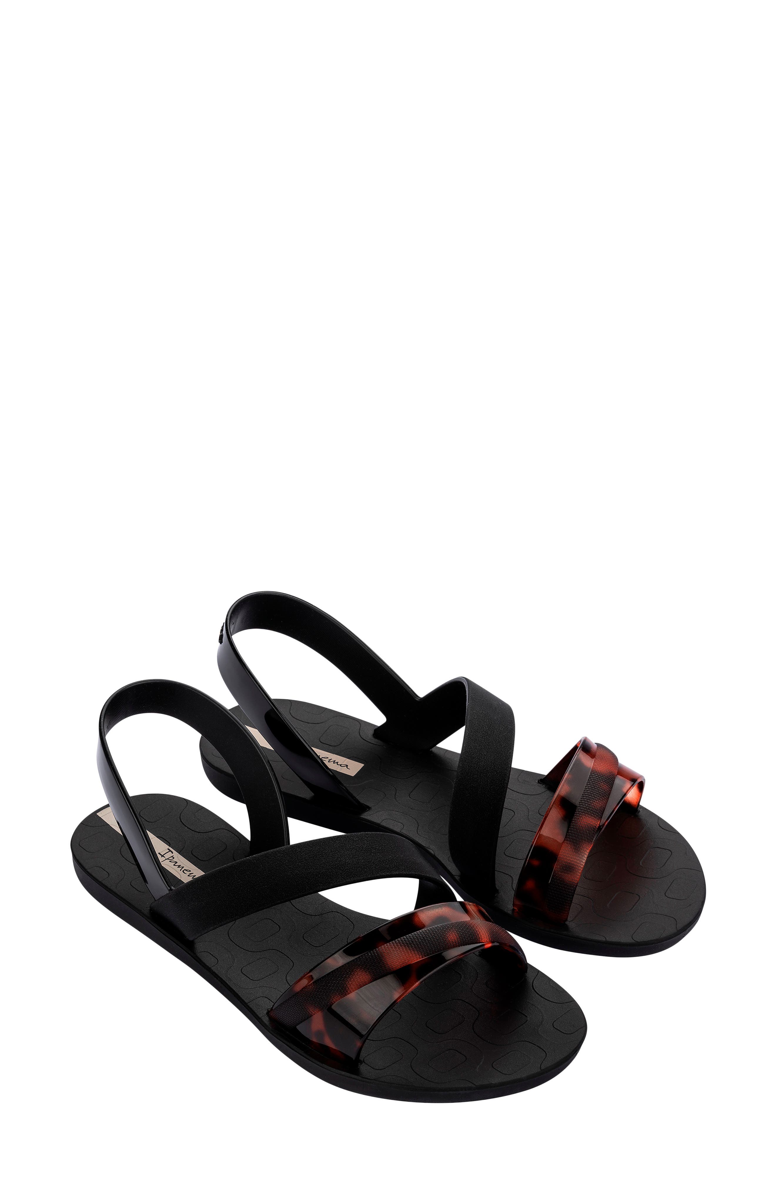Ipanema Vibrant Water Resistant Slingback Sandal, Main, color, Black/ Turtle/ Beige