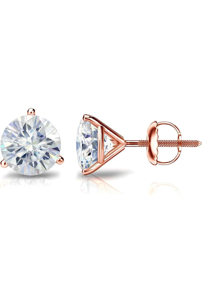 14k Gold Lab-Grown Round Diamond 3-Prong Screw Back Stud Earrings, Main, color, .75 Carat Yellow Gold