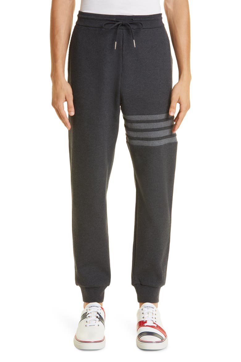Four-Bar Waffle Knit Cotton Joggers, Main, color, CHARCOAL GREY