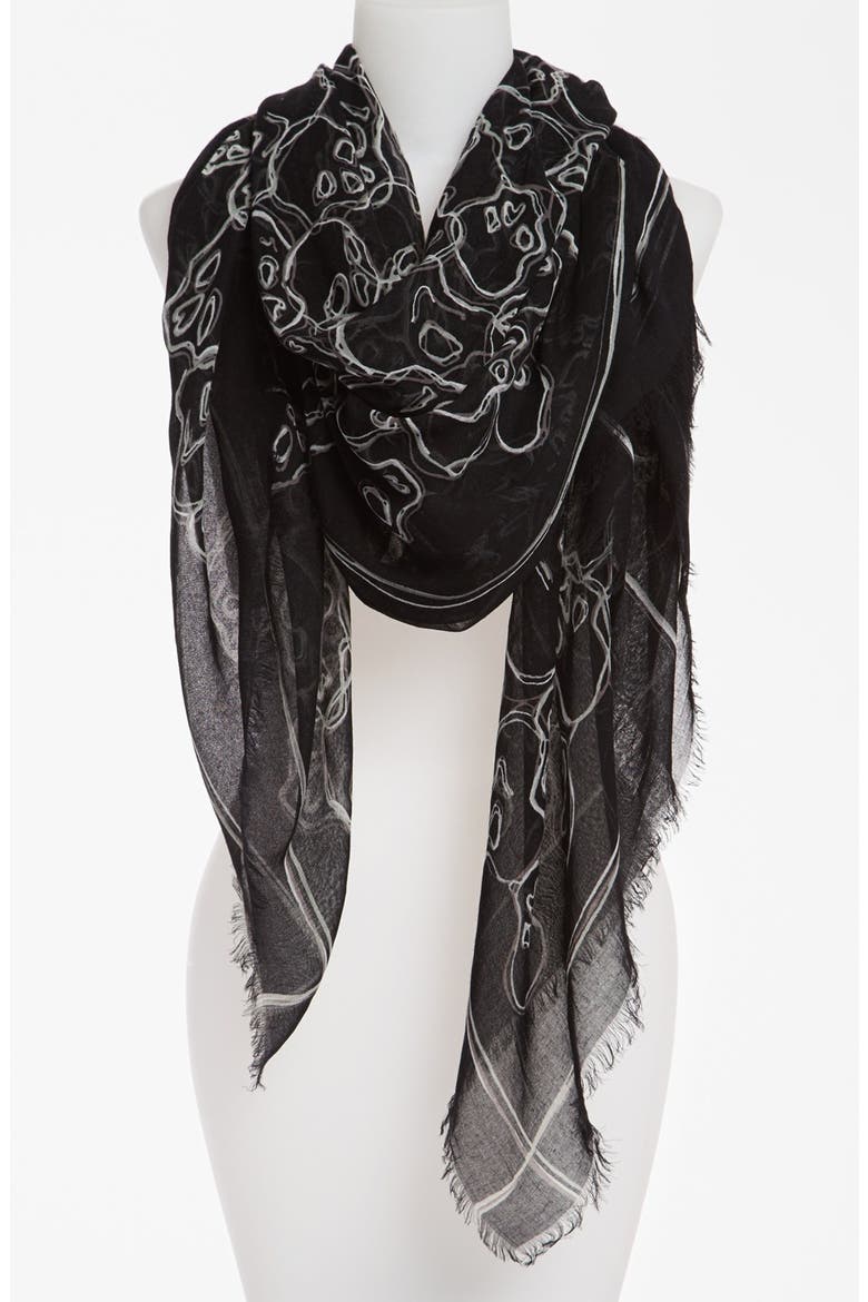 'Neon Skulls' Scarf, Main, color, BLACK MULT