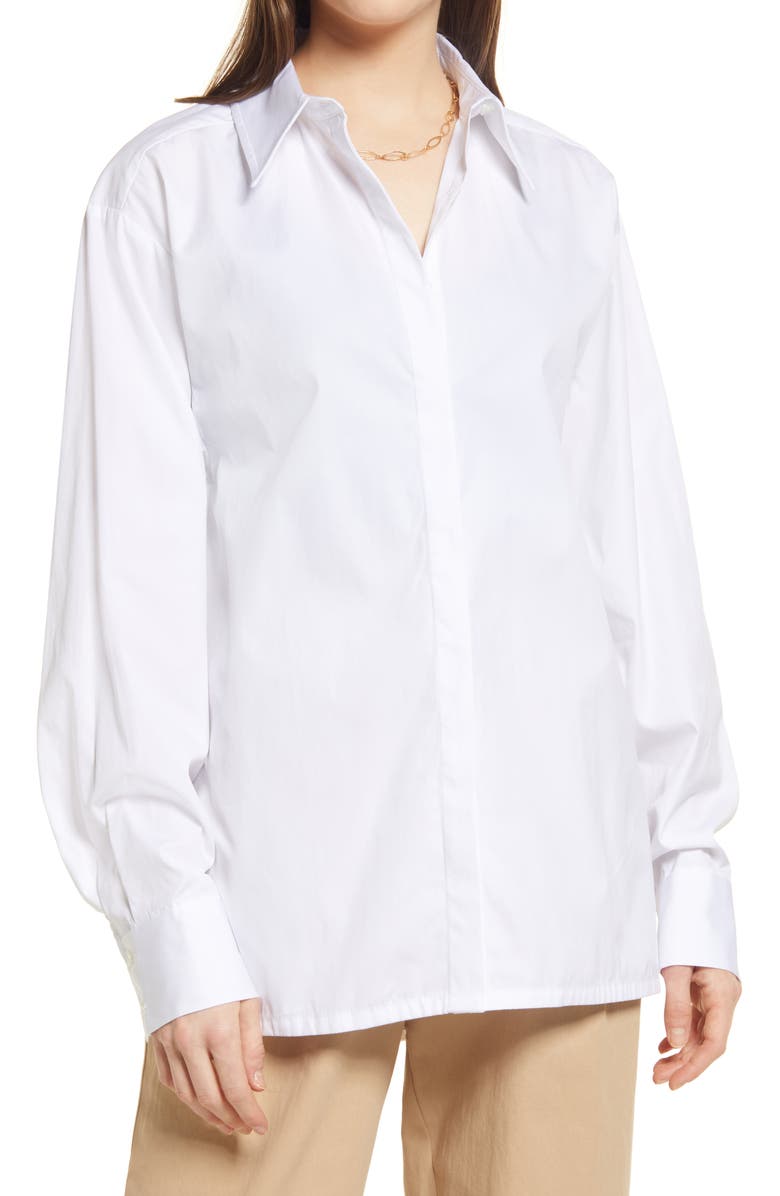 Open Edit Relaxed Poplin Button-Up Shirt, Alternate, color,