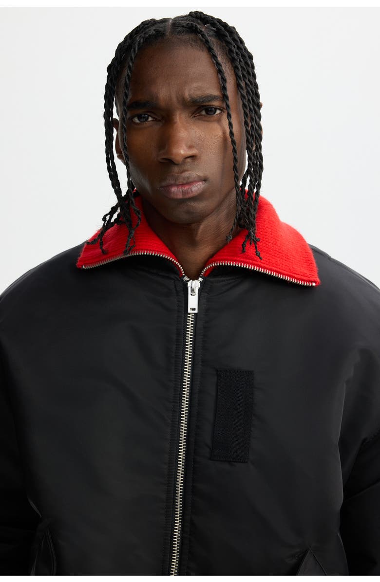 H&M Padded Bomber Jacket, Alternate, color, Black