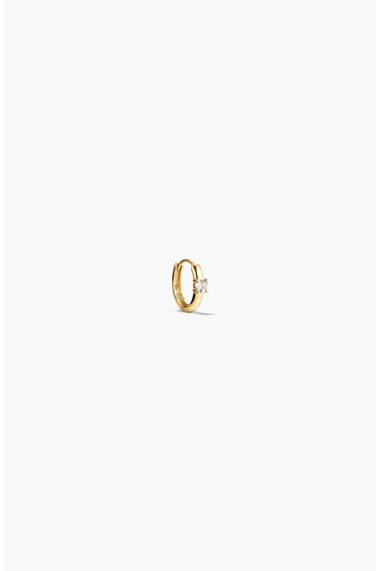 Single Colored Mini Hoop Earring, Alternate, color, 10k Gold / Lab White Sapphire