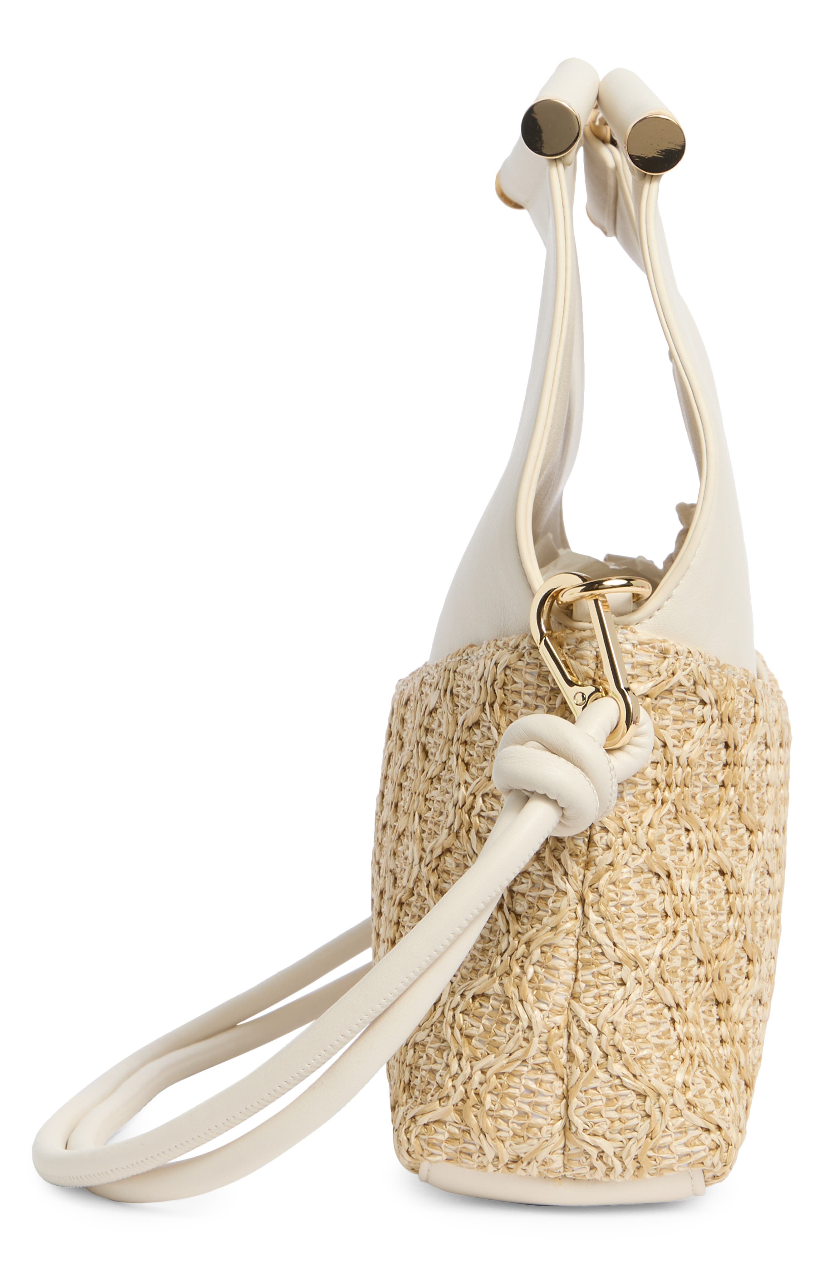 Dolce Vita Foldover Raffia Handbag, Alternate, color, White