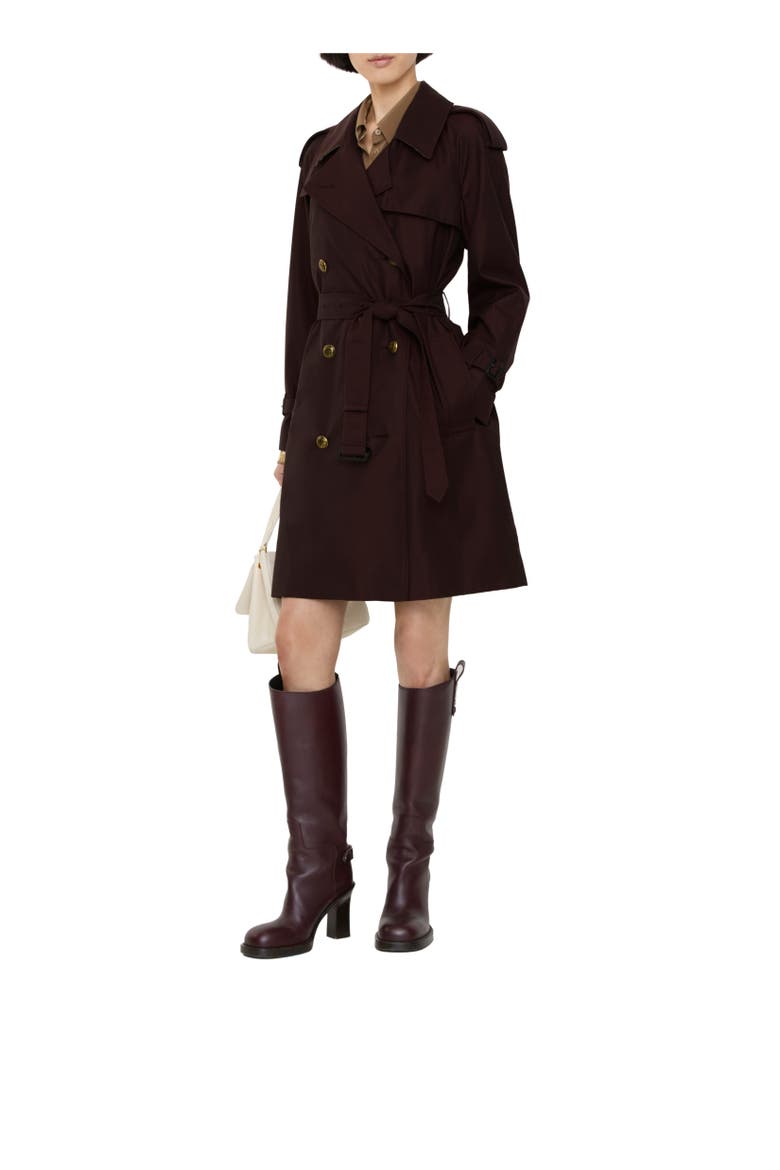 Mid-length Gabardine Castleford Trench Coat, Alternate, color, Mahogany red