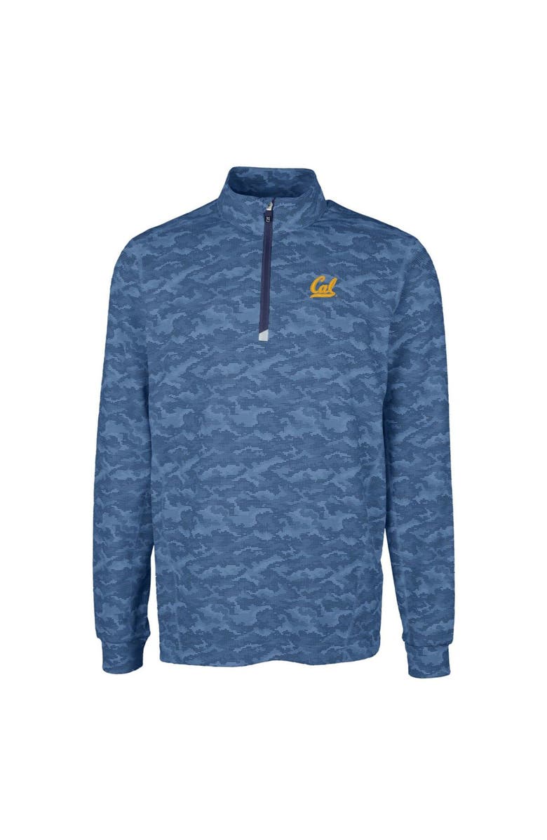 Cutter & Buck Men's Cutter & Buck Navy Cal Bears Big & Tall Traverse Camo Print Stretch Quarter-Zip Pullover Top, Alternate, color, 