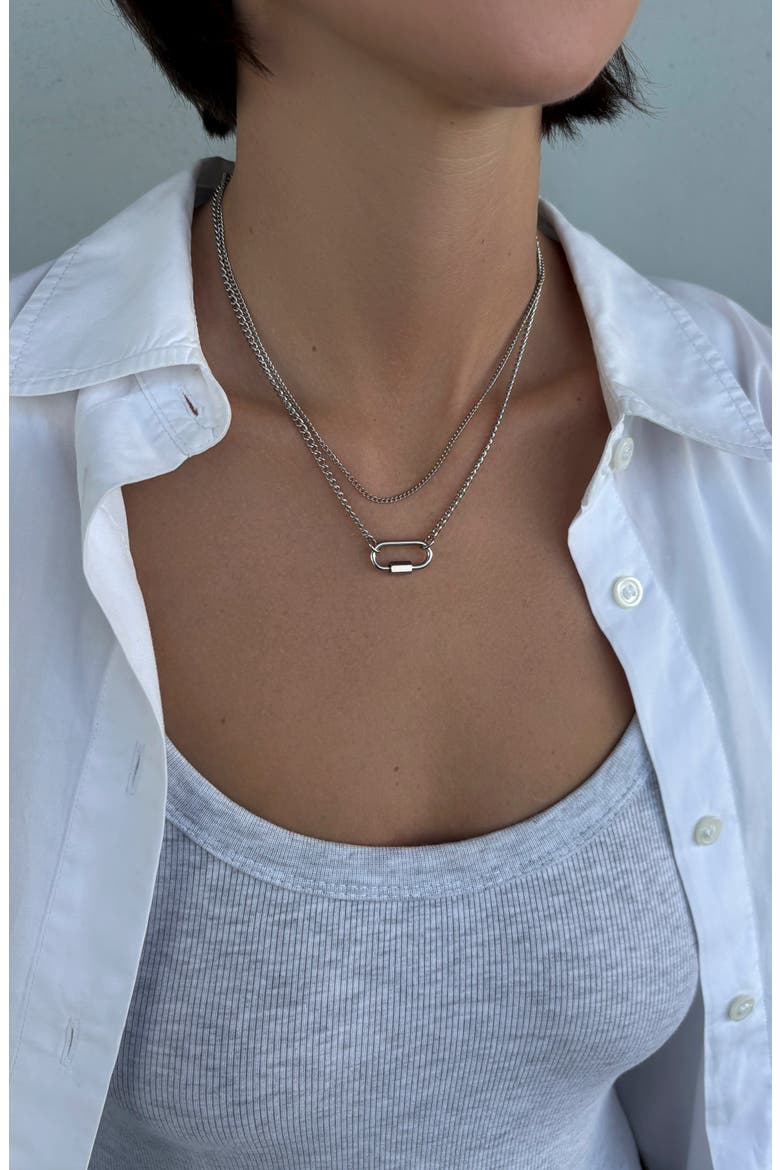 Carabiner Layered Necklace, Alternate, color, SILVER