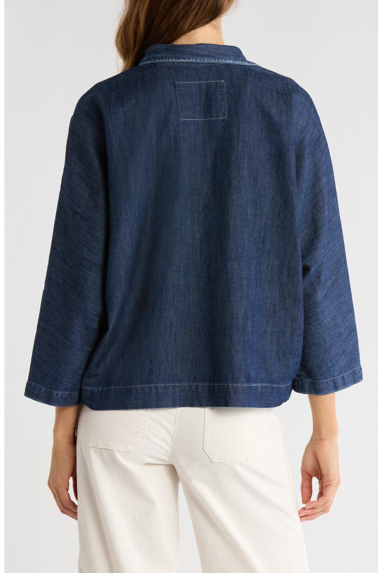 Denim Popover Top, Alternate, color, VINTAGE DARK WASH