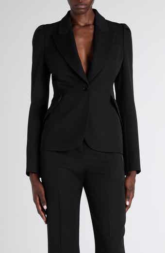 Puff Shoulder Wool Grain de Poudre Blazer