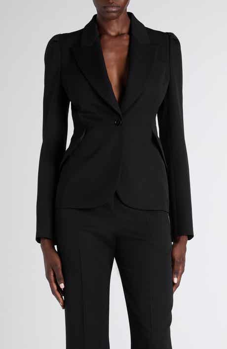 Puff Shoulder Wool Grain de Poudre Blazer