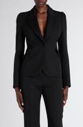 McQueen Puff Shoulder Wool Grain de Poudre Blazer