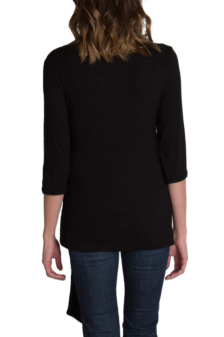 Whimsical Nursing Wrap Top, Alternate, color, BLACK