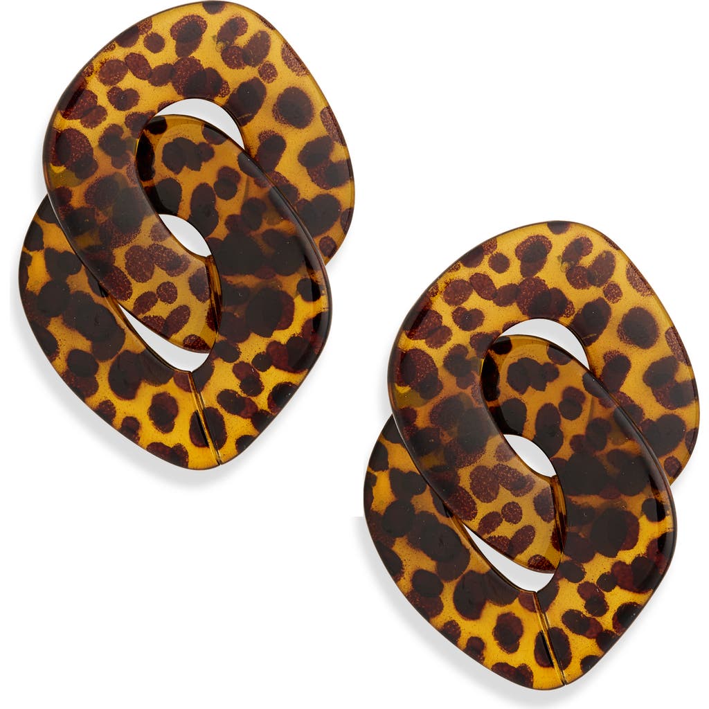 Eye Candy Los Angeles Rose Cheetah Print Acrylic Drop Earrings