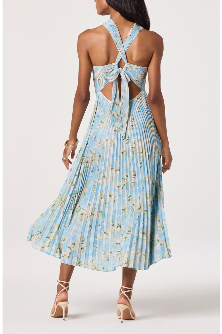 Samantha Floral Print Halter Dress, Alternate, color, BLUE FLORAL