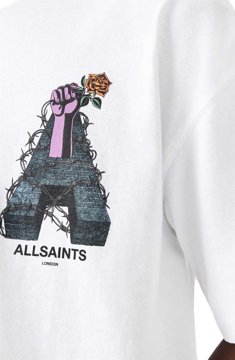 AllSaints Defiance Cotton Graphic T-Shirt, Alternate, color, Optic White