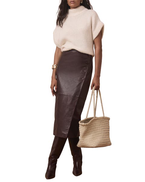 Leather Wrap Midi Skirt