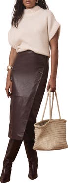 MINT VELVET Leather Wrap Midi Skirt