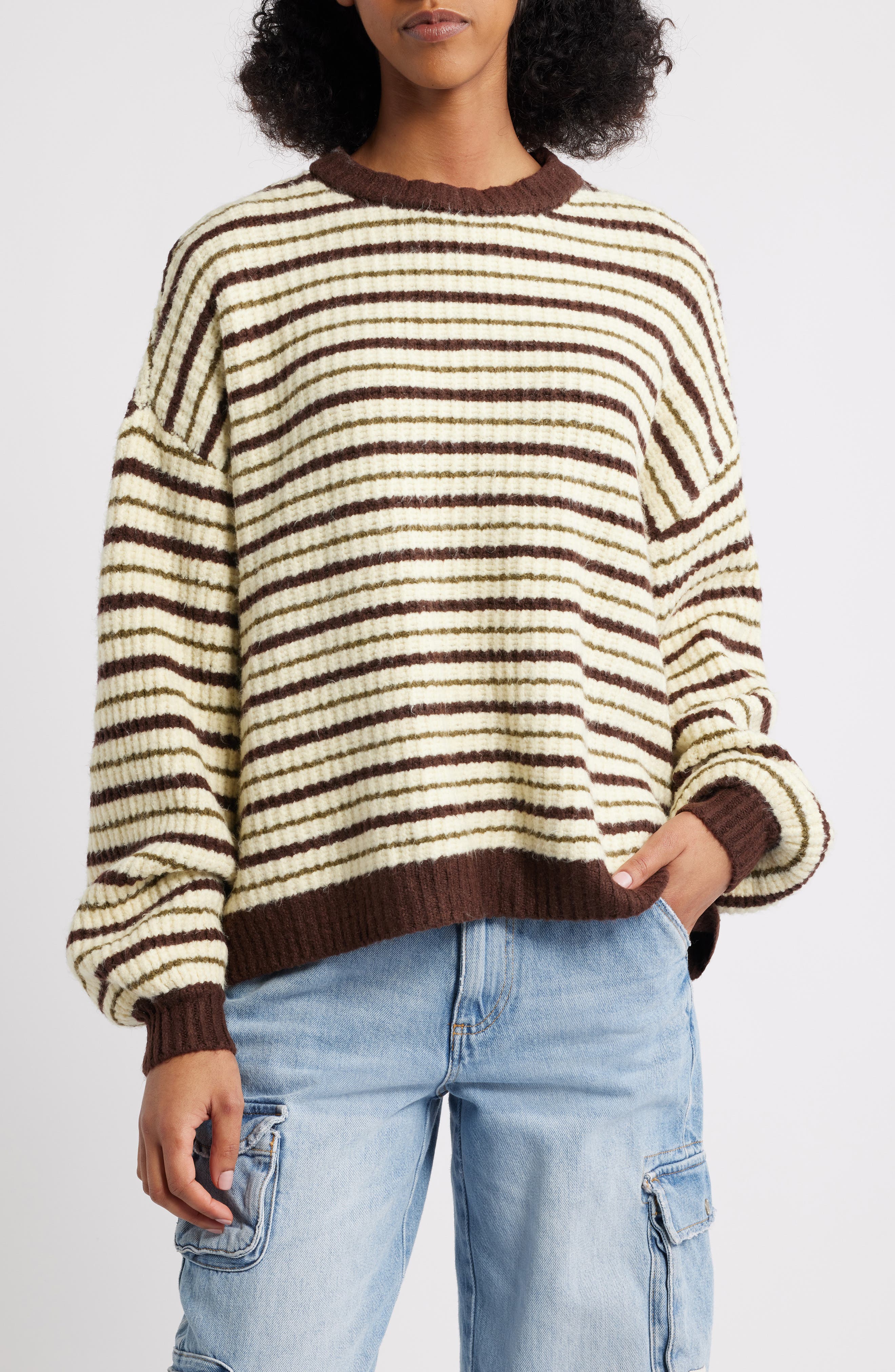 Pacsun Alexia Oversize Rib Sweater In Neutral