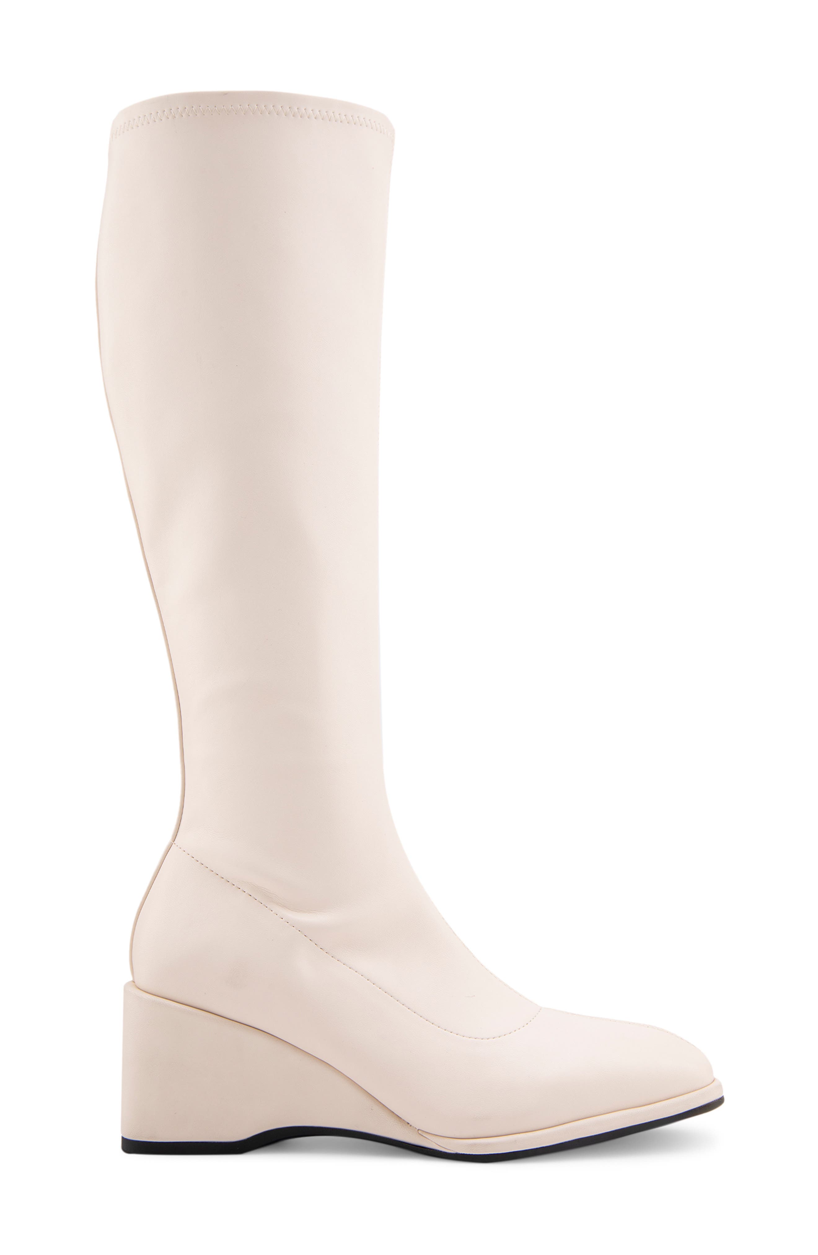 Aerosoles Angela Wedge Boot, Alternate, color, Eggnog Stretch Smooth Faux
