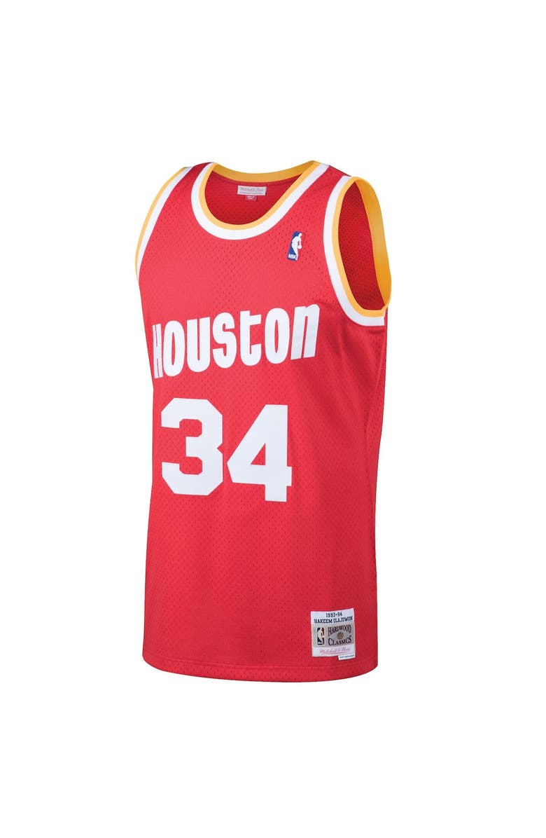 Mitchell & Ness Men's Mitchell & Ness Hakeem Olajuwon Red Houston Rockets 1993-94 Hardwood Classics Swingman Jersey, Alternate, color, 