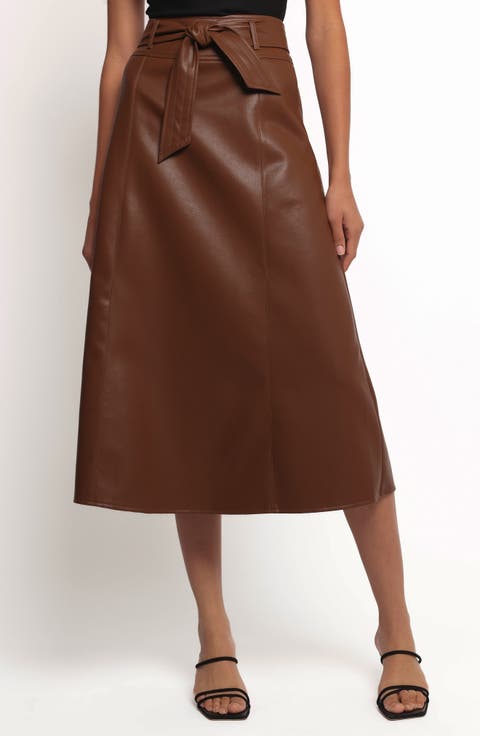 Adaline Faux Leather Midi Skirt