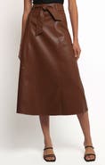 Petal & Pup Adaline Faux Leather Midi Skirt