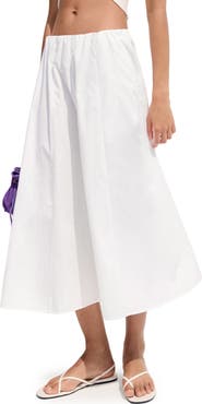 MANGO Flared Cotton Midi Skirt