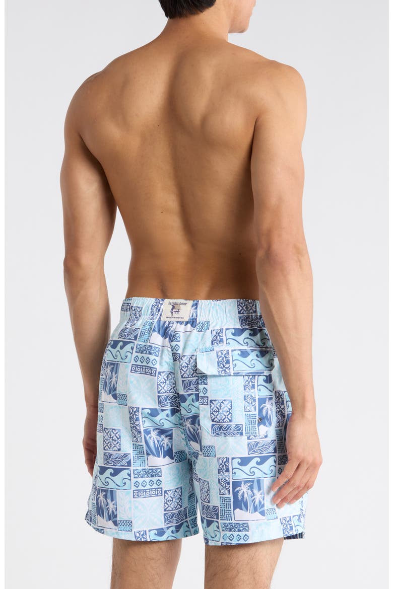 Endless Print Volley Swim Trunks, Alternate, color, AQUA