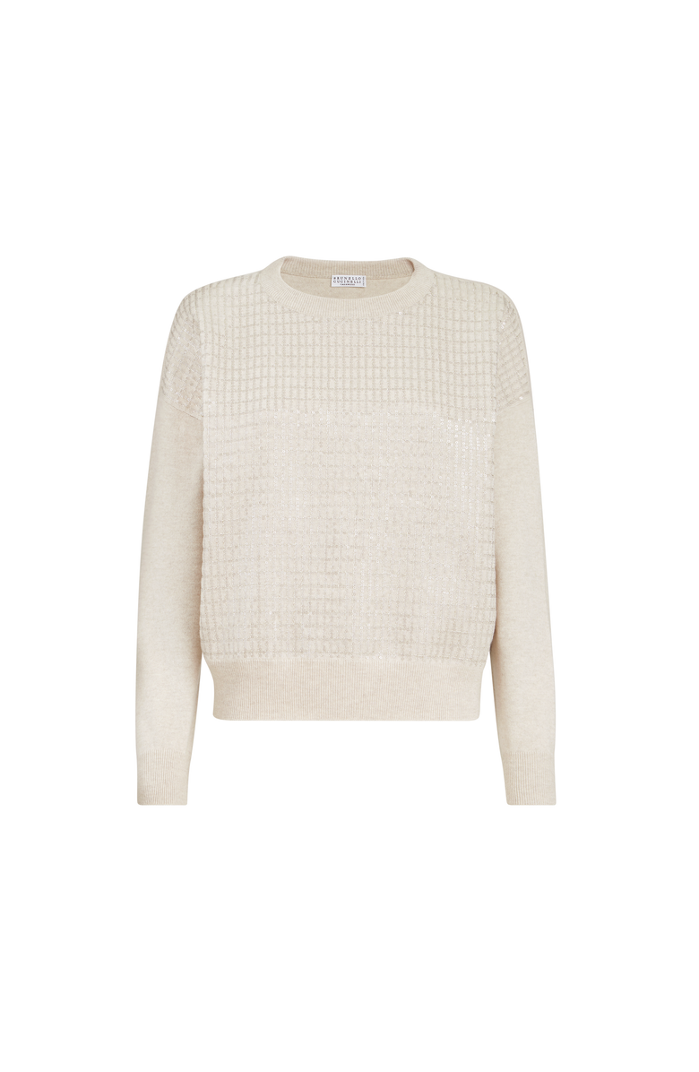 Brunello Cucinelli Dazzling Embroidery sweater, Alternate, color, Beige