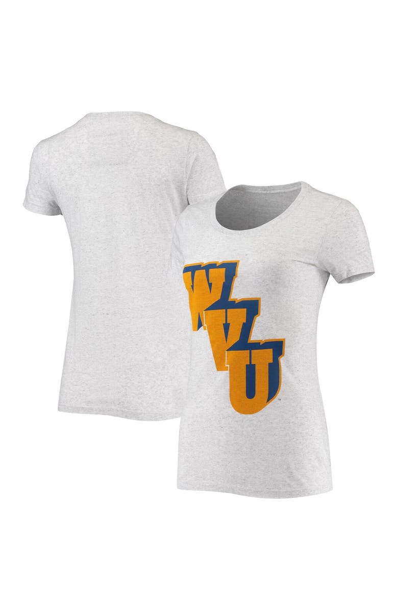 HOMEFIELD Women's Homefield Gray West Virginia Mountaineers Block Basketball Logo Vintage Tri-Blend T-Shirt, Main, color,
