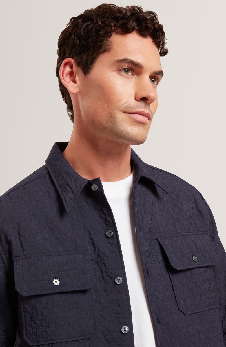 Ted Baker Gentil Jacquard Shirt Jacket, Alternate, color, Navy