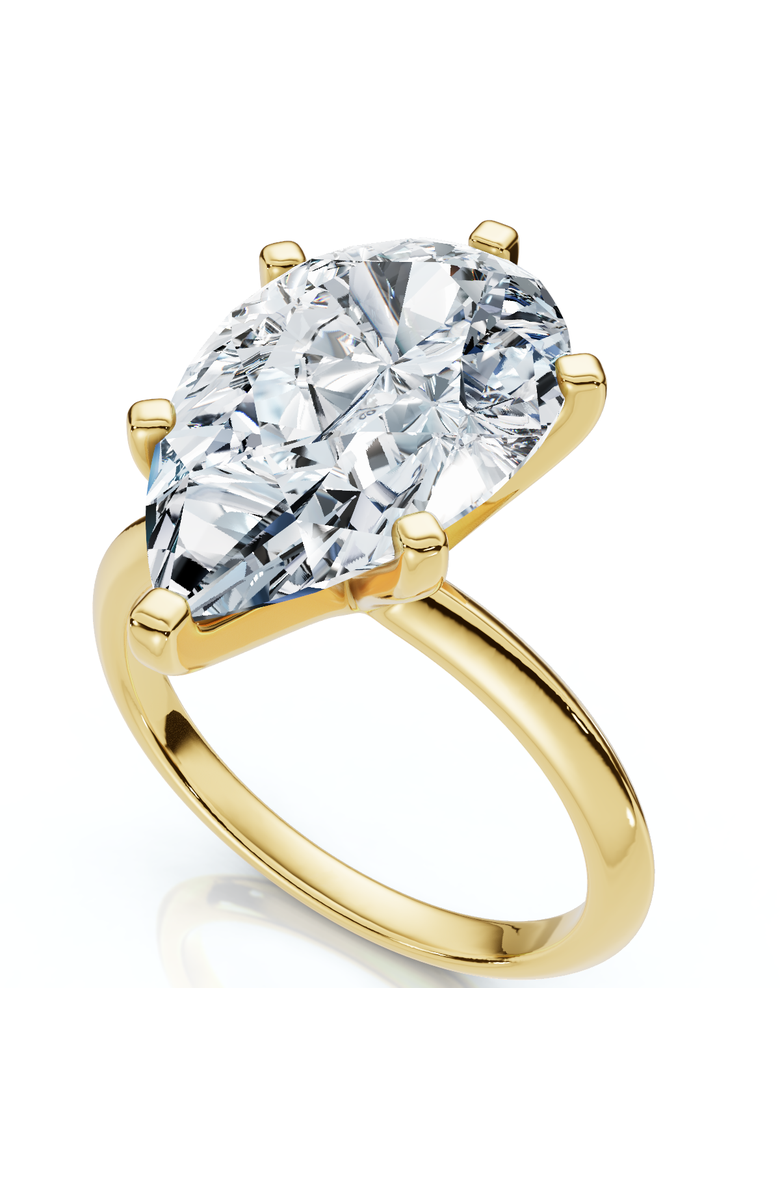 Bliss Diamond Certified 5Ct Pear Solitaire Diamond Engagement Ring 14k Gold or PT Lab Grown, Main, color, 14K Yellow Gold