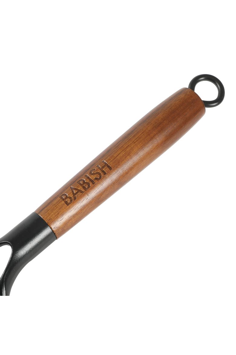 Pre-Seasoned Honeycomb Cast Iron Skillet with Wooden Handle, Alternate, color, Black