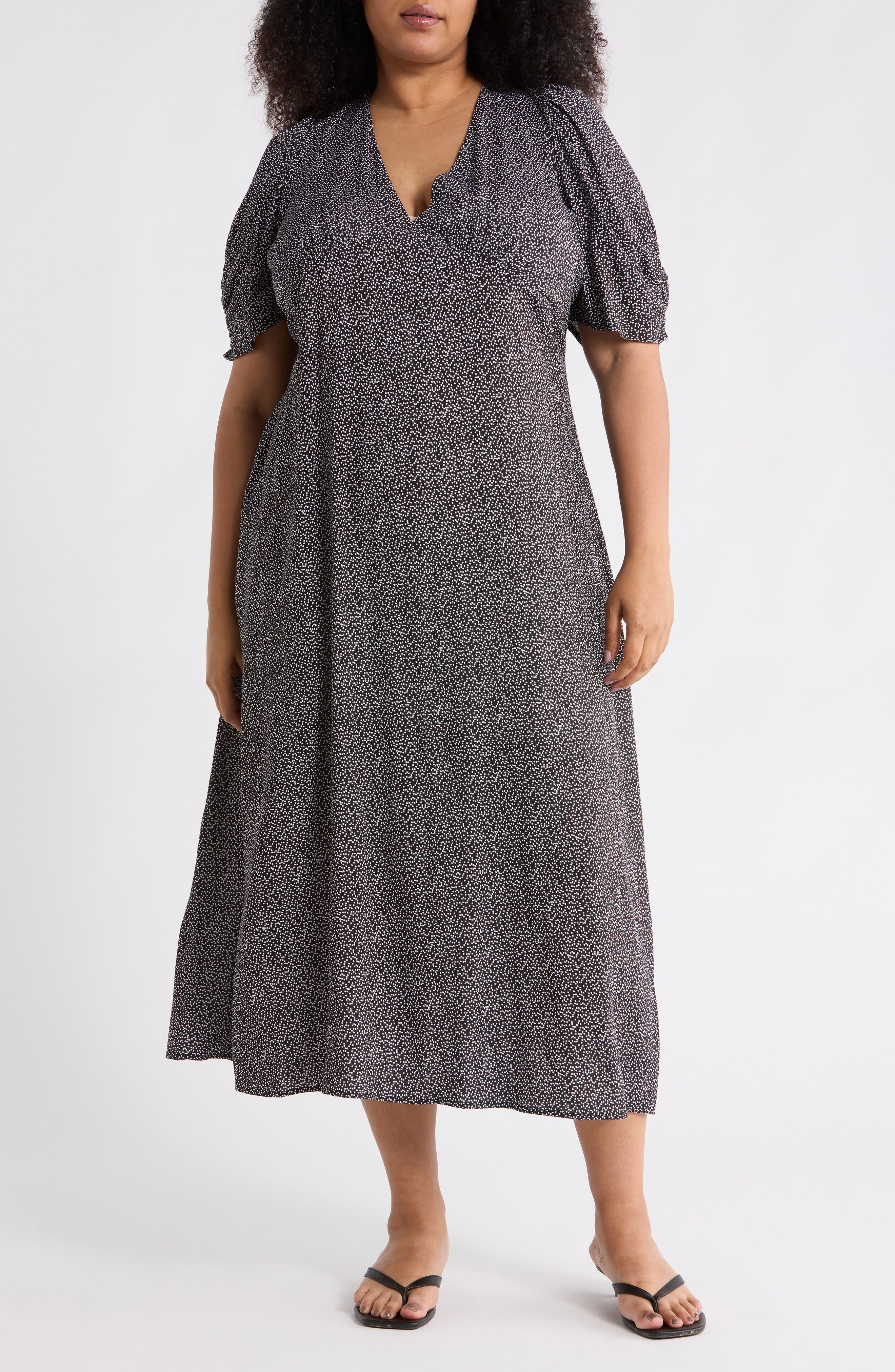 Renee C Dot Print Short Sleeve Maxi Dress