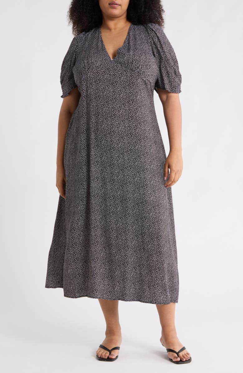 Renee C Dot Print Short Sleeve Maxi Dress, Main, color, Black