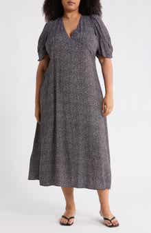 Renee C Dot Print Short Sleeve Maxi Dress