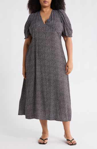 Dot Print Short Sleeve Maxi Dress