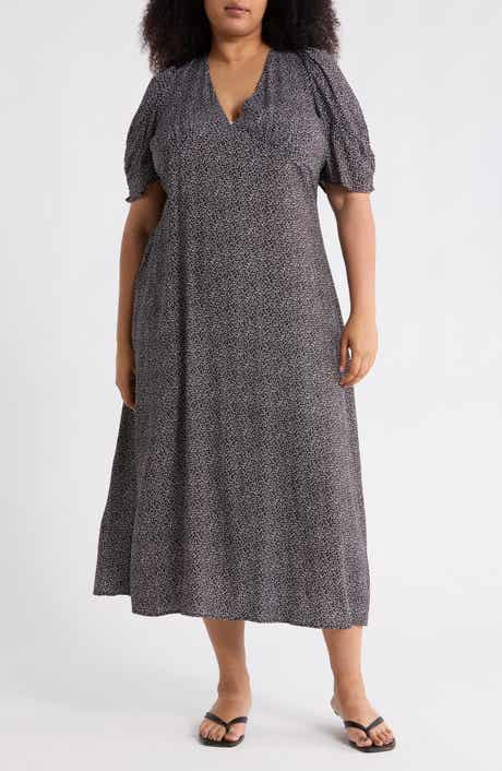 Renee C Dot Print Short Sleeve Maxi Dress