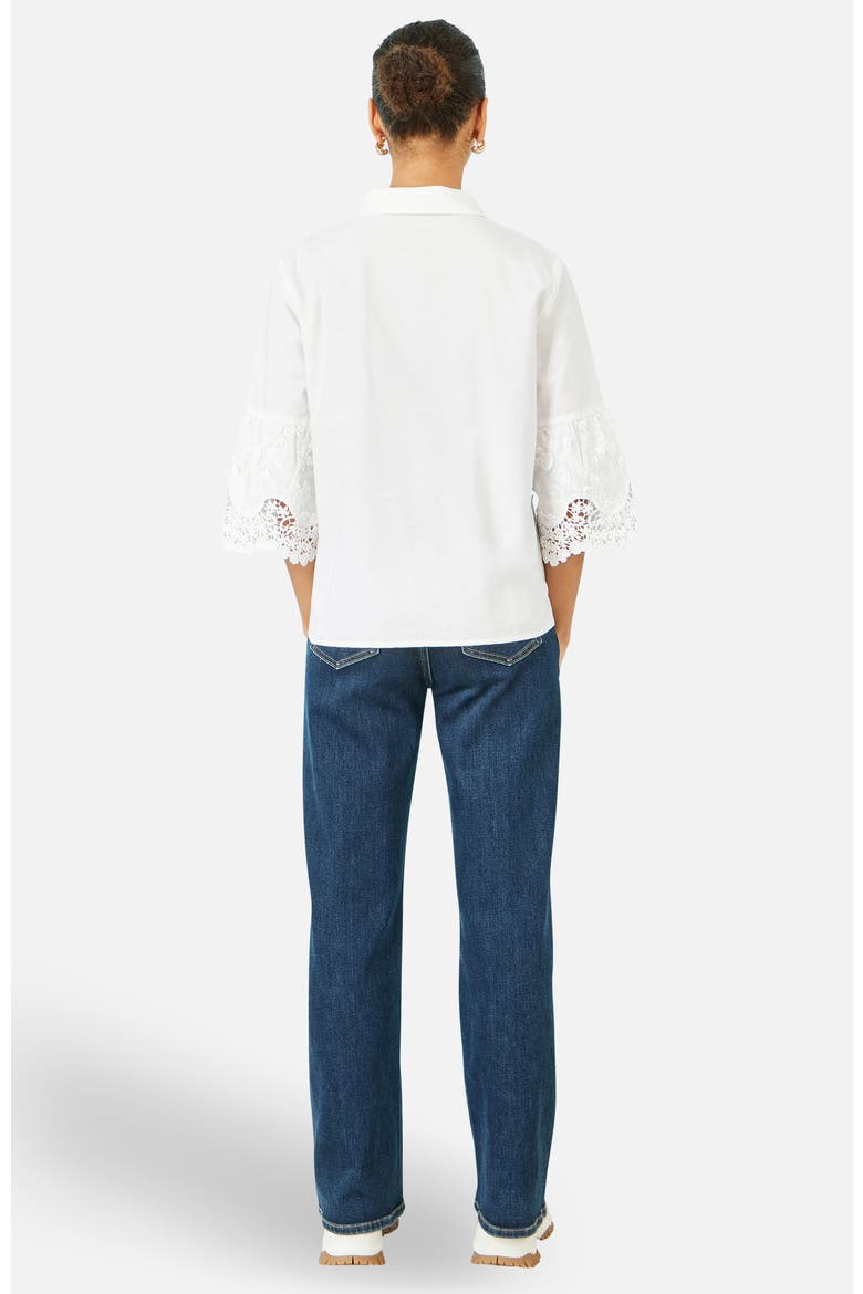 Cotton Lace Border Shirt, Alternate, color, White