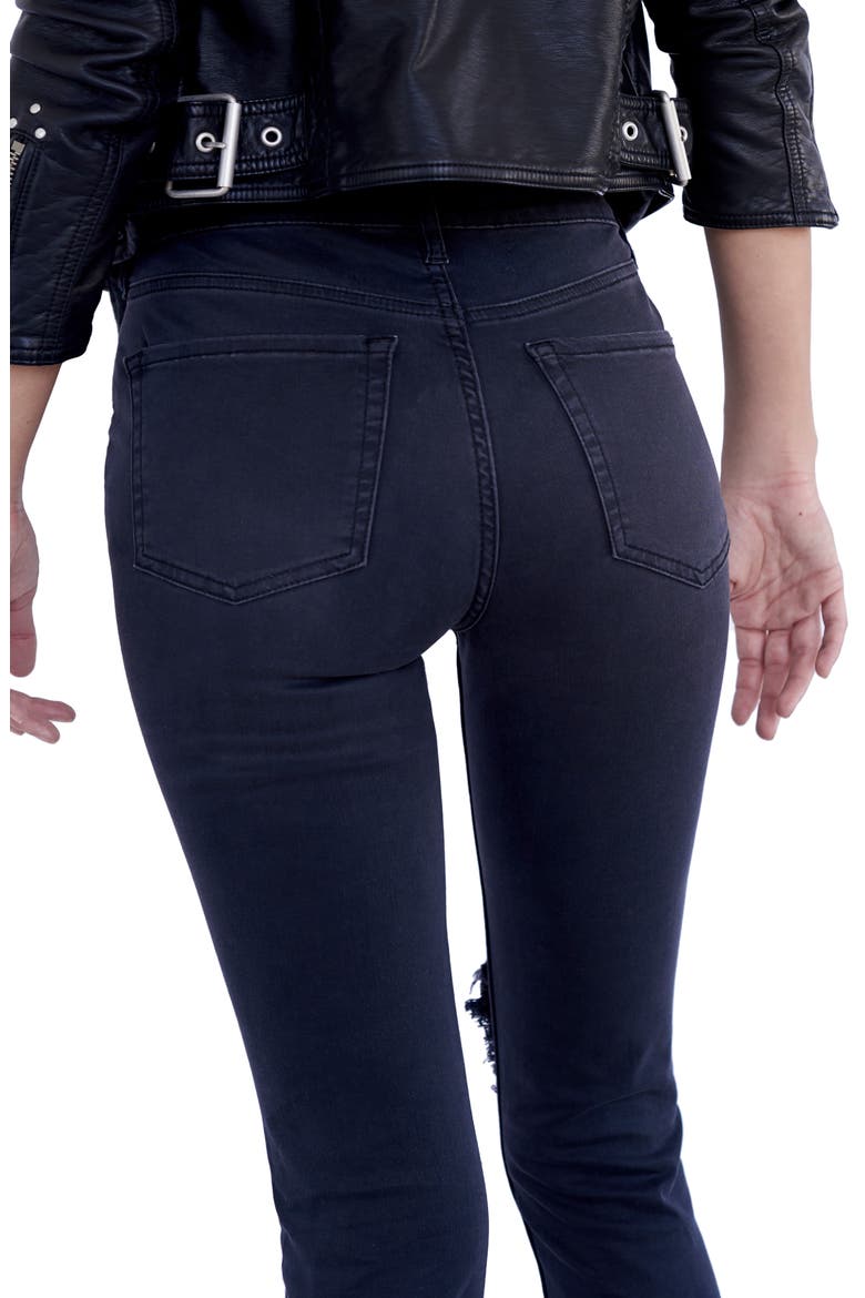 We the Free by Free People High Rise Busted Knee Skinny Jeans, Alternate, color, WASHED BLACK
