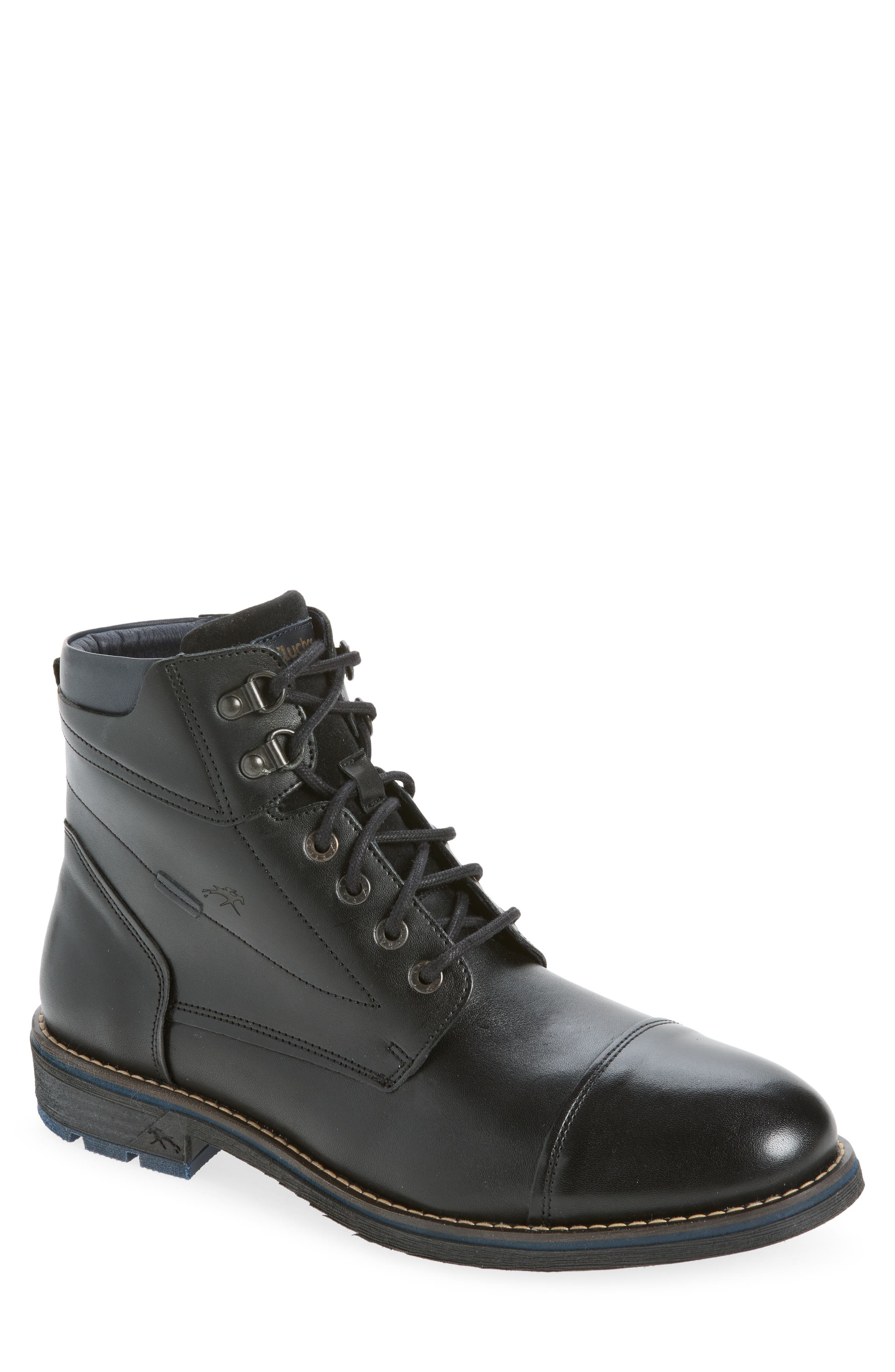 Terry Leather Boot, Main, color, BLACK
