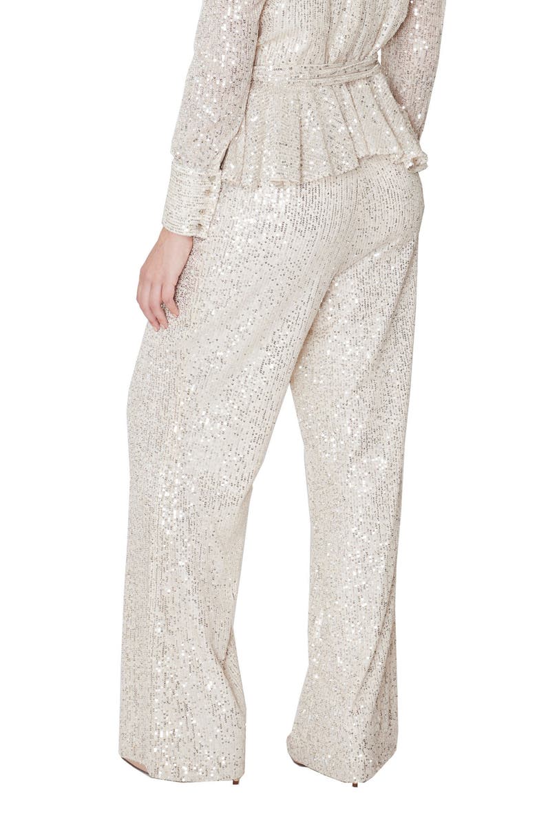 Julia Jordan Straight Leg Sequin Pants, Alternate, color, Ivory/ Silver